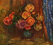 Pierre-Auguste Renoir Stilleben, Rosen vor Blauem Vorhang Spain oil painting artist